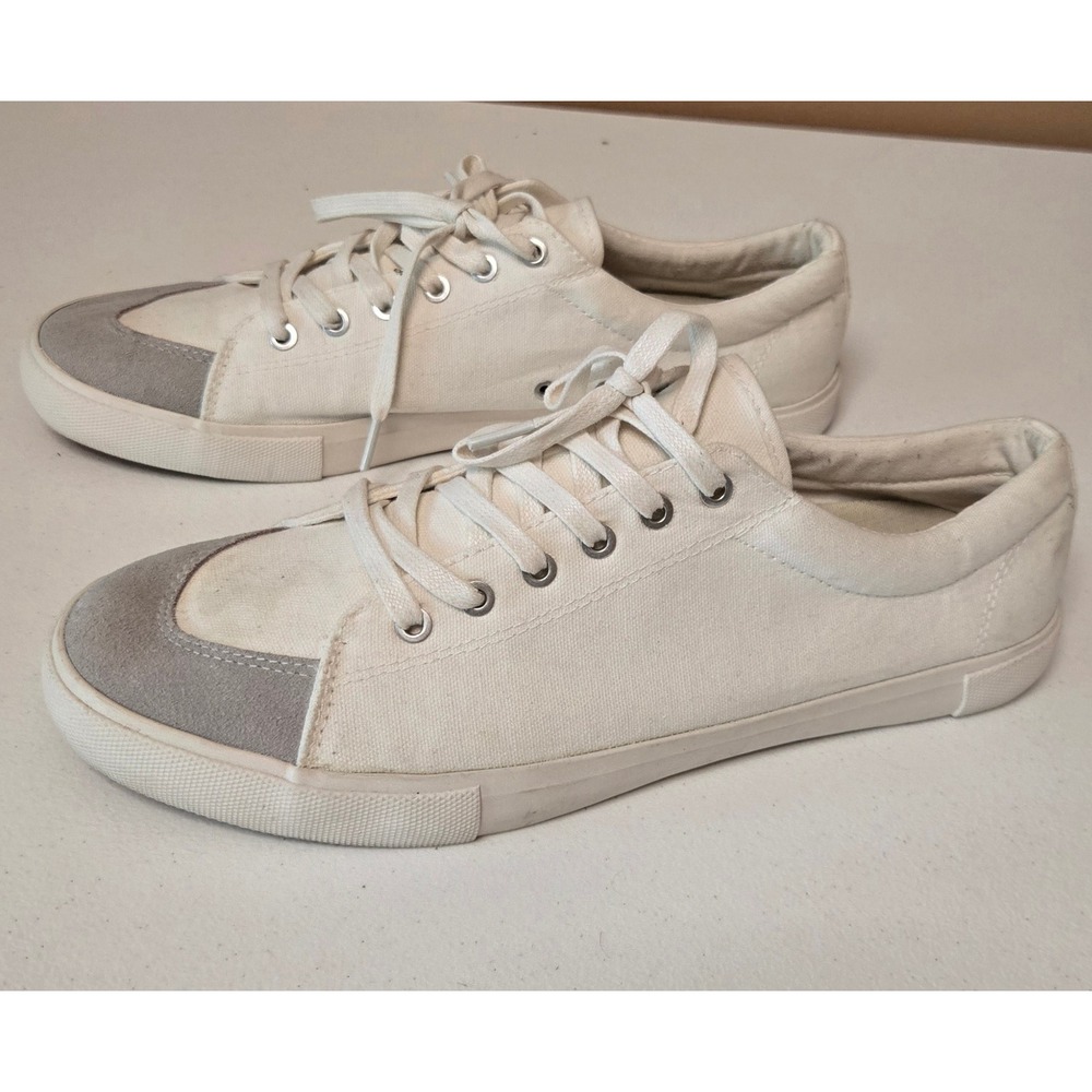 FIVE FOUR Mens White Canvas Low‎ Top Sneakers Shoes Size 11.5